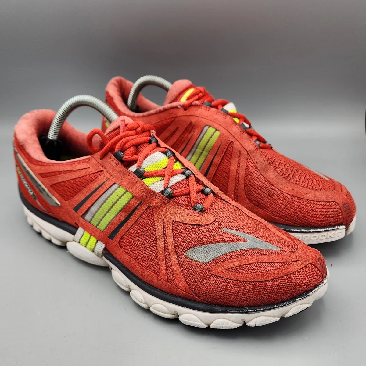 Brooks Pure Cadence 2 Red Neon Yellow Running Shoes Mens 9.5 D