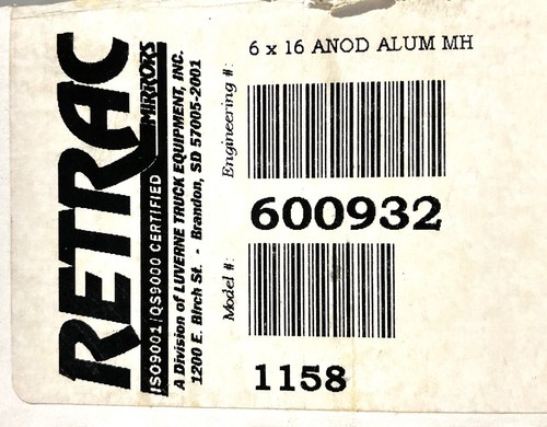 RETRAC 6" x 16" Aluminum Yellow Chevron West Coast Mirror Head - 第 3/4 張圖片