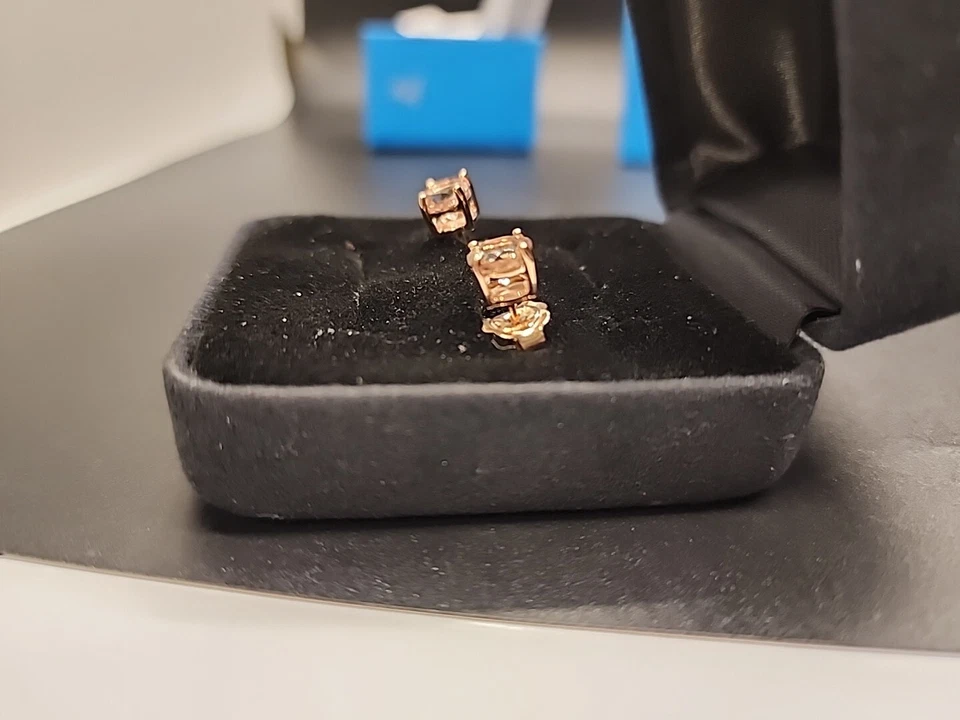 Aretes de morganita melocotón corte redondo de 6 mm de oro rosa de 10 k de 6 mm nuevos con etiquetas Ohc099 JTV Foto 4 de 4