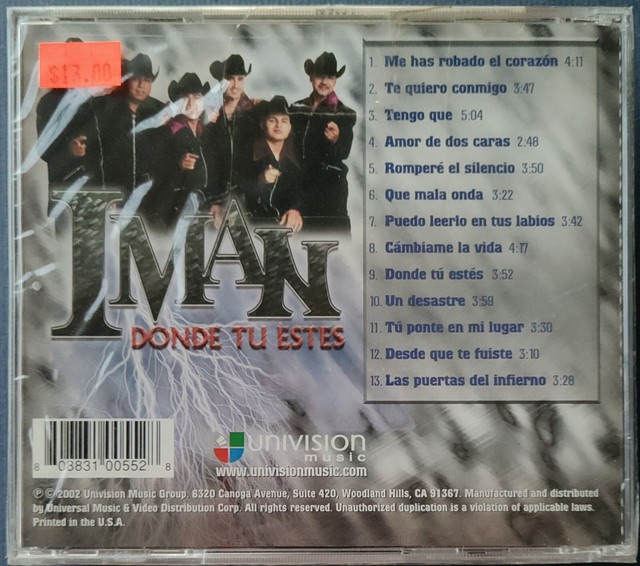 Donde Tu Estes By Iman Latin Cd Aug 2002 Univision Records For Sale Online Ebay No te estarás enamorando de ello, sino no viven, no lo hagas sólo te romperá el corazón es mucho. ebay