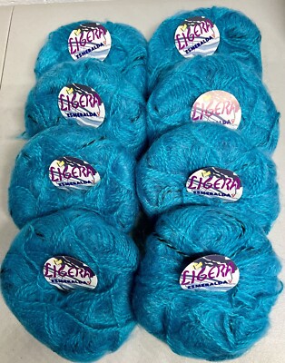 LOT of 8 Balls LIGERA ESMERALDA-Teal-50%Acrylic,30%Poly,20%Mohair-SPAIN