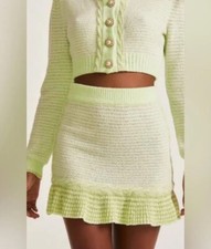 Love Shack Fancy Heiress Mini Skirt Pistachio Green Barbiecore Soft Girl