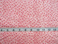 1 yd 100% Cotton Fabric by Troy Textiles, White with Red Flowers & Stems