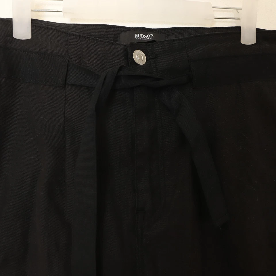 Shorts Hudson Los Angeles bolsa de papel com cinto tamanho 26 sarja preto NOVO B76 - Imagem 3 de 4