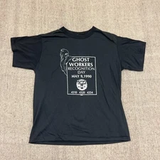 Vintage CWA Ghost Workers Recognition Day Shirt Mens Large Black 1990s