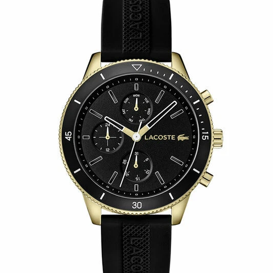 Black and gold lacoste watch 2025