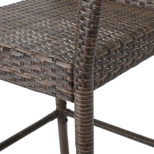 Patio Bar Stools Set of 2 Wicker All Weather Outdoor Rattan Bar Chairs Brown - Picture 12 of 12