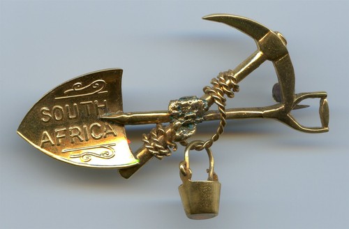 GOLD! Vintage Gold Mining Pin / Nugget, Shovel, Pick, Bucket / Gold / Gold Rush