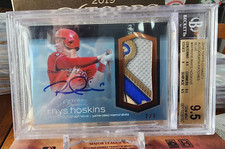 2018 Topps Dynasty RHYS HOSKINS RC Auto & Jackie Robinson Patch #/5 BGS 9.5/10