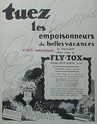 FLY TOX INSECT MOSQUITO FLY AD EREL SIGN 1927 FRENCH AD ART DECO