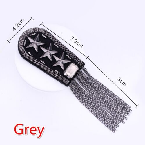 1 Pair Star Tassel Chain Epaulet Shoulder Boards Badge Military Suit Appliques - Picture 11 of 12