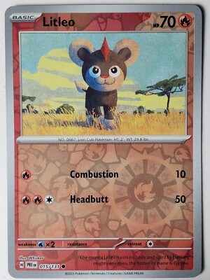 REVERSE HOLO Litleo 015/131 NM / M - Prismatic Evolutions Pokemon Card