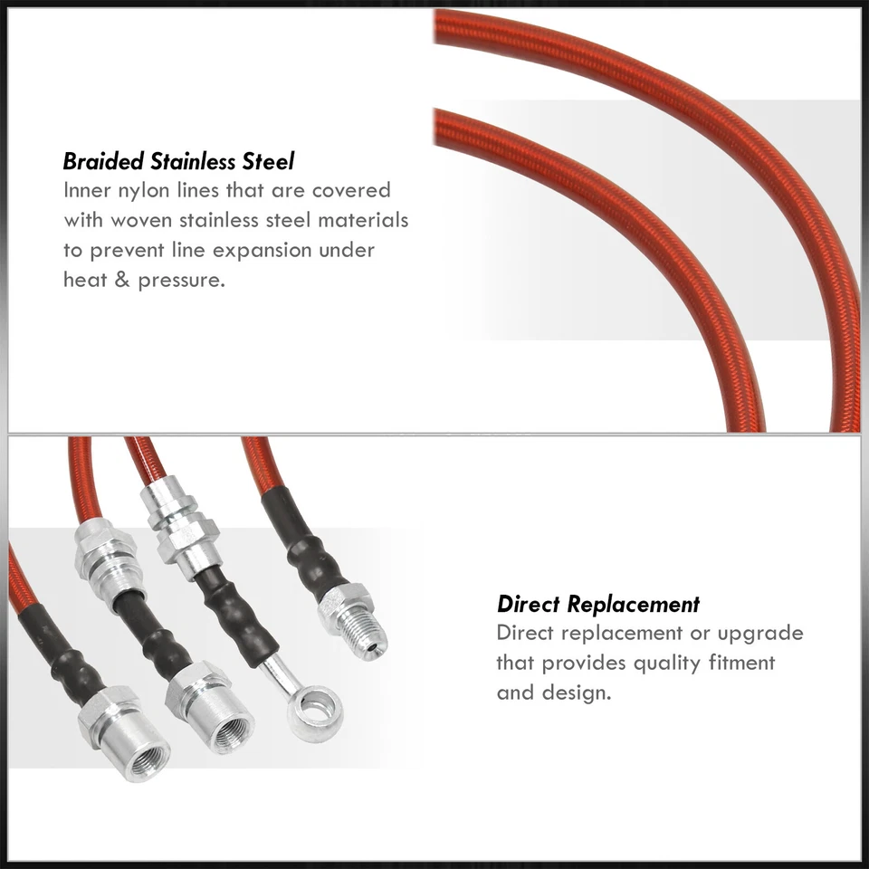 Red 4PC F+R Racing Stainless Steel Brake Line Kit Set For 1986-1991 Toyota Supra Foto 2 de 4