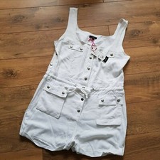 Stunning White Popper Therapy Playsuit Jumpsuit Holiday Cruise 12 UK BNWT