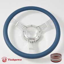 15.5 Polished Billet Blue Wrap Steering Wheels Gto Gm Corvair Impala Whorn