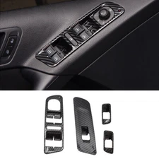 Glass Window Lifting Lock Panel Trim For Volkswagen Tiguan 2010-16 Carbon Fiber