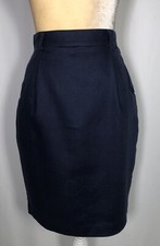 Talbots Vintage Skirt Pencil 4P Petite 100 Linen High Rise Blue Pleated USA