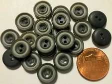 24 Matte Dull Small Gray Plastic 2-hole Sew-through Buttons 7/16" 11mm 3559