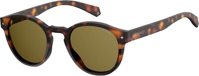 Polaroid PLD 6042/S Unisex Round Sunglasses, 49mm Black/Polarized Gray 