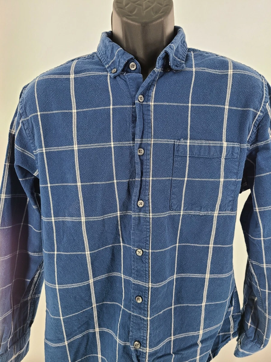 BASIC EDITIONS MENS BLUE LONG SLEEVE FLAANEL PLAID SHIRT LARGE eBay
