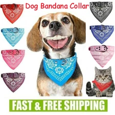 Adjustable Pet Dog Puppy Cat Neck Scarf Bandana with Leather Collar Neckerchief⇗