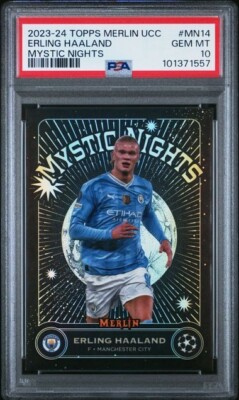 2023 Topps Merlin UCC Erling Haland MYSTIC NIGHTS PSA 10 GEM #MN14 Man City