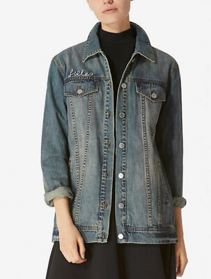 Avec Les Filles Follow Me Cotton Longline Denim Jacket Size S