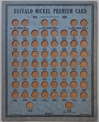 1938 J Oberwise 1913-1938 Buffalo Nickel Premium Card 104 Coin Collection Board