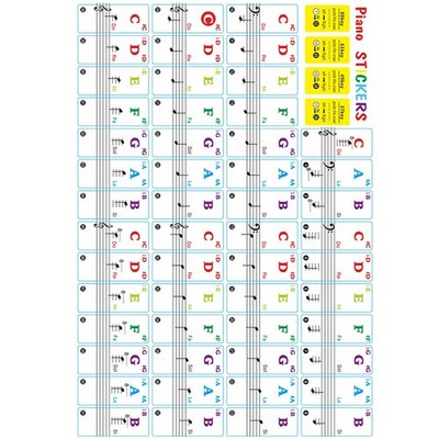 1Pcs Universal Piano Learning Note Music Keyboard Sticker 37/49/61/88 Key