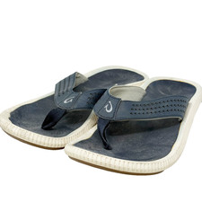 OluKai Ulele Flip Flops Navy White Mens Size 8 EU 41