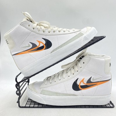 Nike Blazer Mid 77 Weiß Orange Multi Swoosh Turnschuhe Größe UK 4 Damen FN7788-100