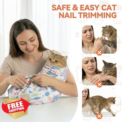 BFNN Cat Grooming Wrap Geometric Fish M Anti-Escape Nail Clipping Swaddle