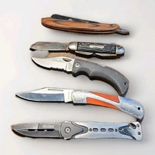 Pocket Knife LOT 5 Pieces Straight Razor Traditional Tactical Forest Master