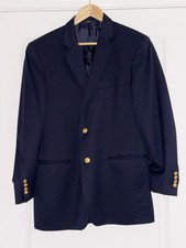 Brooks Brothers 1818 Brooks Cool Wool Blazer Mens 41R Navy Gold Crest Buttons