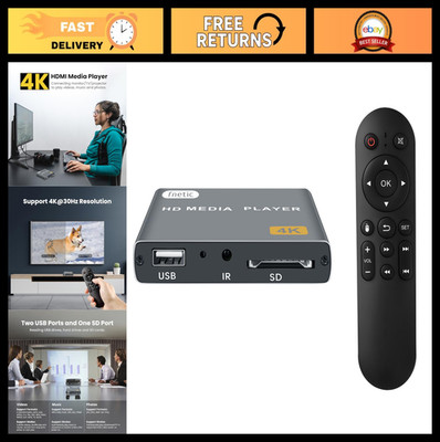 4K Digital Media Player - HDMI/AV Output, USB/SD Card, H.265, Auto Playback, Gre