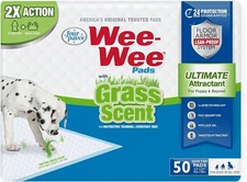 50 Count Wee-Wee Dog Training Pads with Grass Scent, Leak-Proof & Absorbent