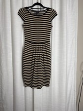 Karen Kane black/beige striped jersey dress XS