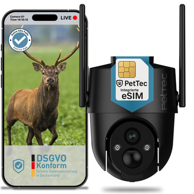 PetTec PetCam Free'n 360 4G LTE Überwachungskamera Outdoorcamera Ultravision