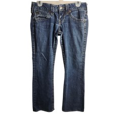 True Religion Bootcut Jeans Womens 28 Blue Made in USA "World Tour" VTG