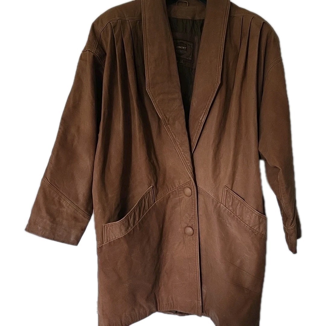Vintage 1980s Comint Brown Leather Jacket Womens Size M
