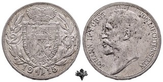 LIECHTENSTEIN 2 kronen 1915 SILVER Silbermünze Johann I