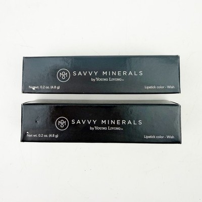 TWO Young Living Savvy Minerals Lipstick Wish 8H01 Makeup Discontinued New Box