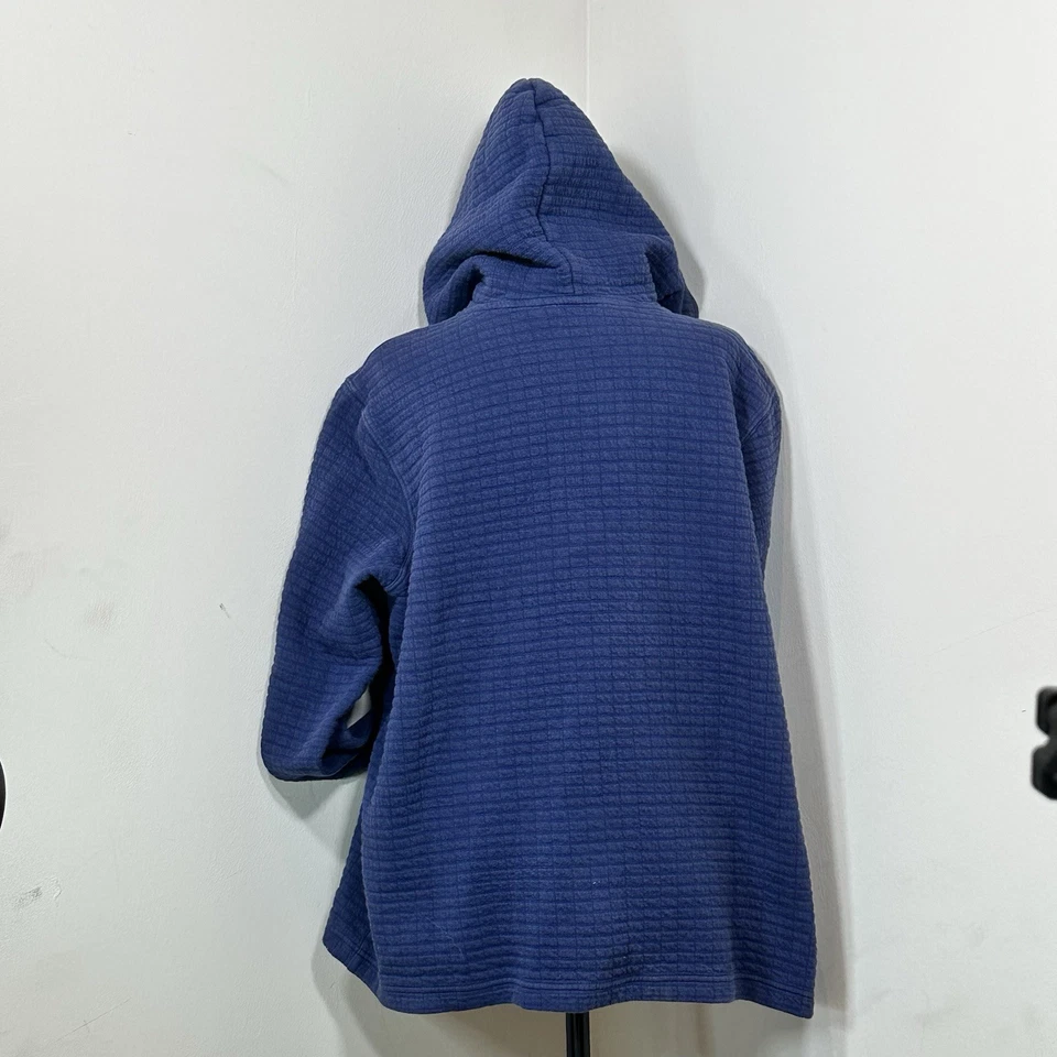 Sudadera con capucha deportiva para mujer French Laundry azul gofre bolsillos con cremallera talla 1X Foto 2 de 4