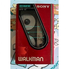 SONY WM-30 Walkman Cassette Player Red Used from Japan
