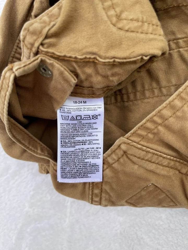 Usado en Excelente Condición Infantil Niño Antiguo Azul Marino Caqui Ropa de Trabajo General Babero Cierre a Presión 18-24 M Foto 3 de 4