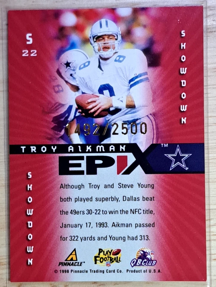 Troy Aikman /250 💥1998 Pinnacle - Epix Showdown - Cowboys - Image 3 of 3
