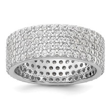 925 Sterling Silver Rhodium-plated 6mm Cubic Zirconia Eternity Band Ring Size 6