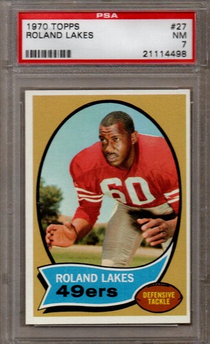 1970 Topps Football #27 Roland Lakes PSA 7