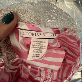 Victoria's Secret Pajama Set Women M Medium Pink Striped Sleeveless Round Neck