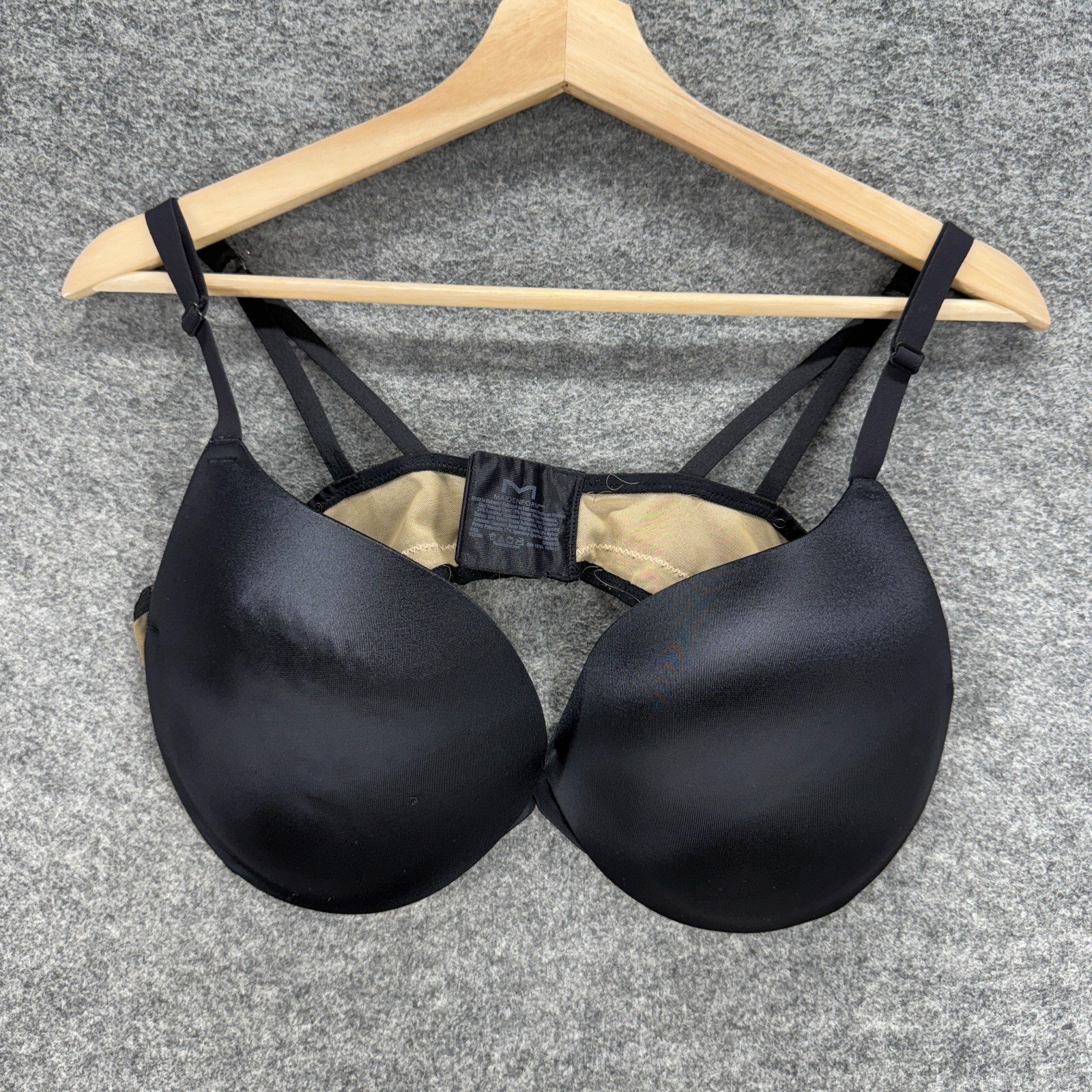 Maidenform Bralette Bra Women 40D Black Push Up Opaque Underwired Hook & Eye-image